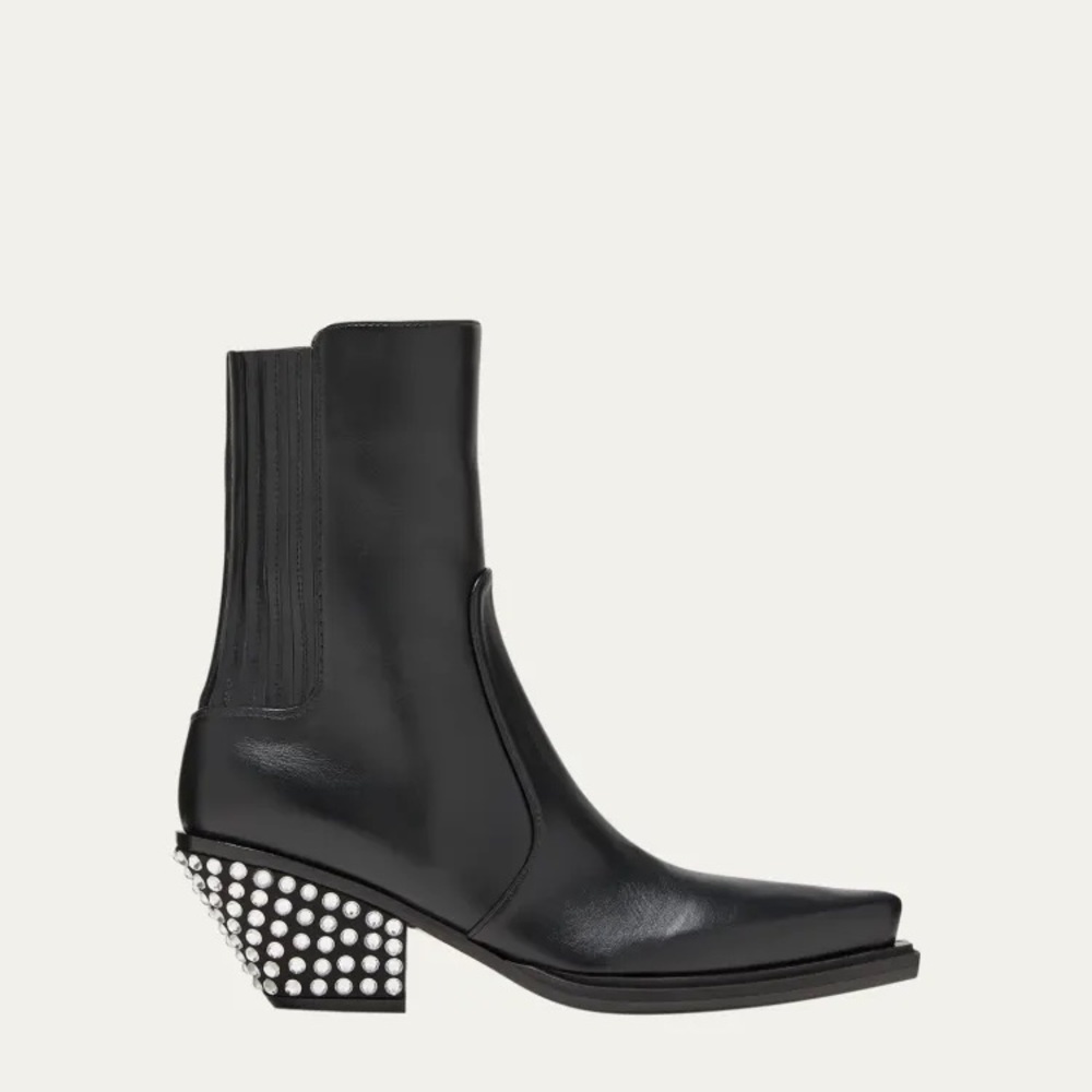 GIUSEPPE ZANOTTI Pointed Crystal Leather Western Boots